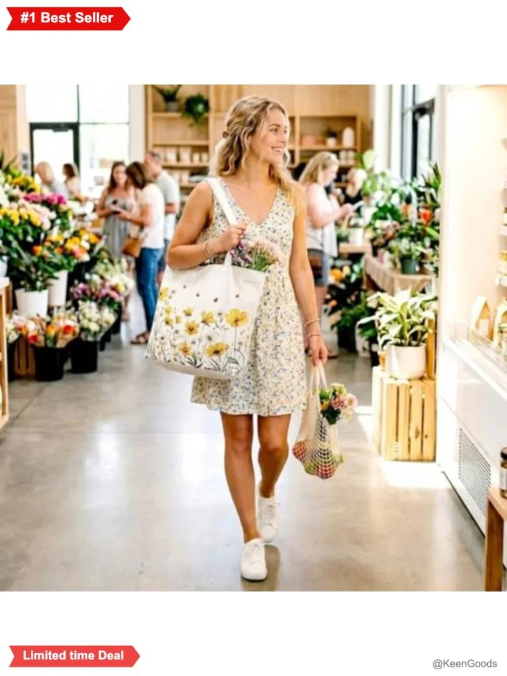12 Pcs Canvas Tote Bags Reusable Floral Print Grocery Shopping Bags